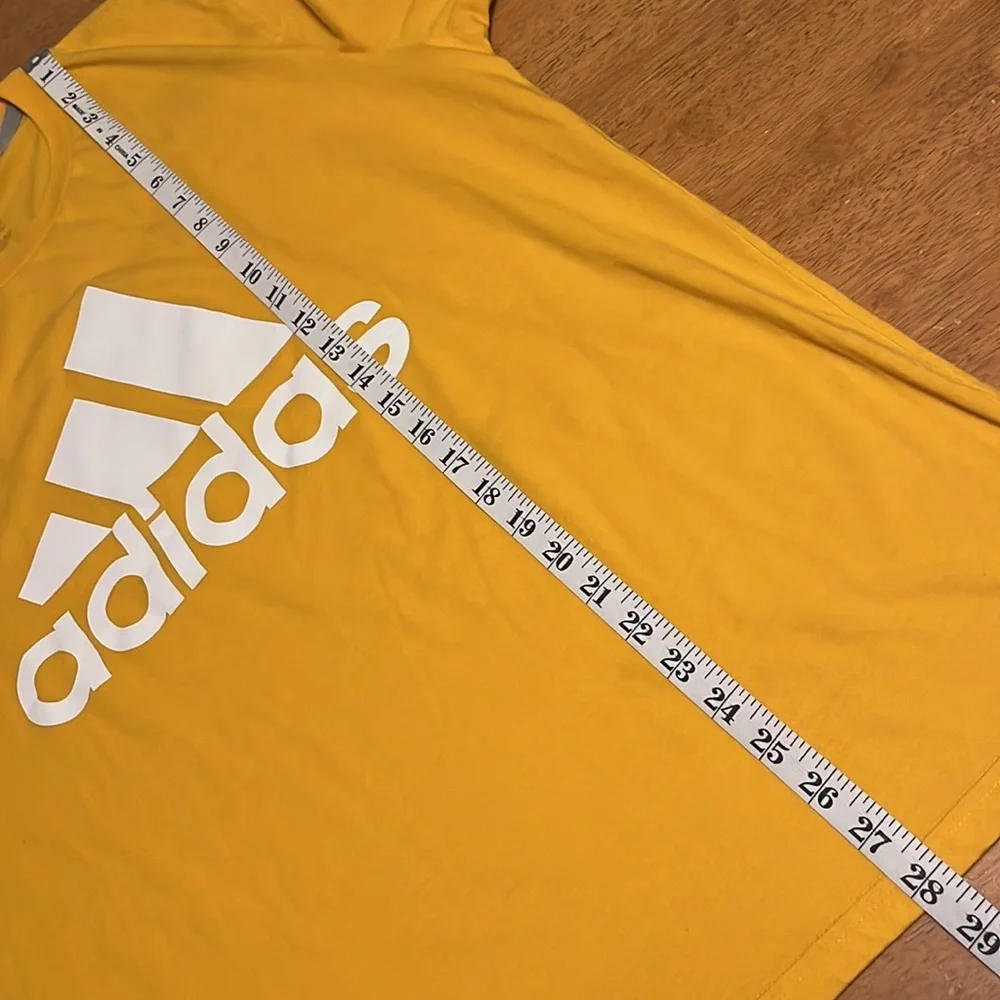 Adidas Mens XL Golden Yellow Short Sleeve Shirt with White Adidas Logo